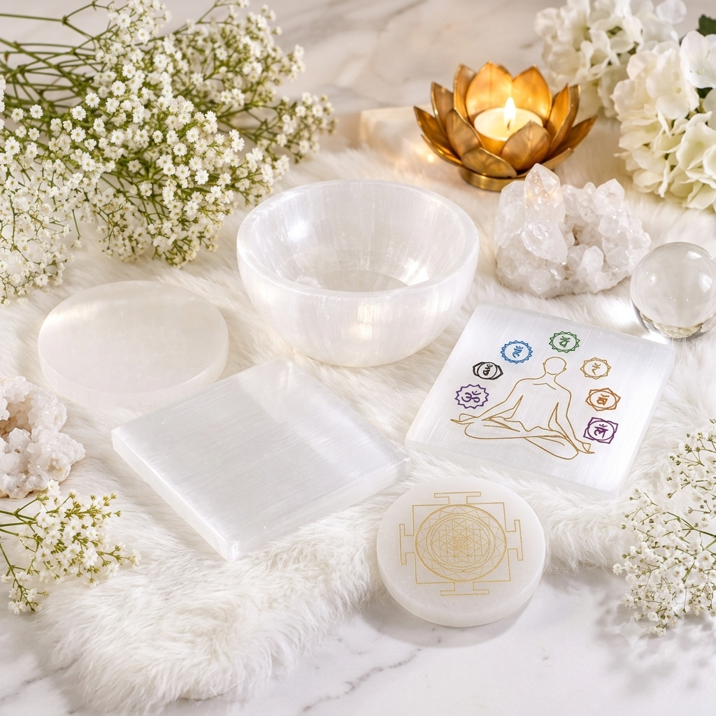 Selenite Plate & Bowl