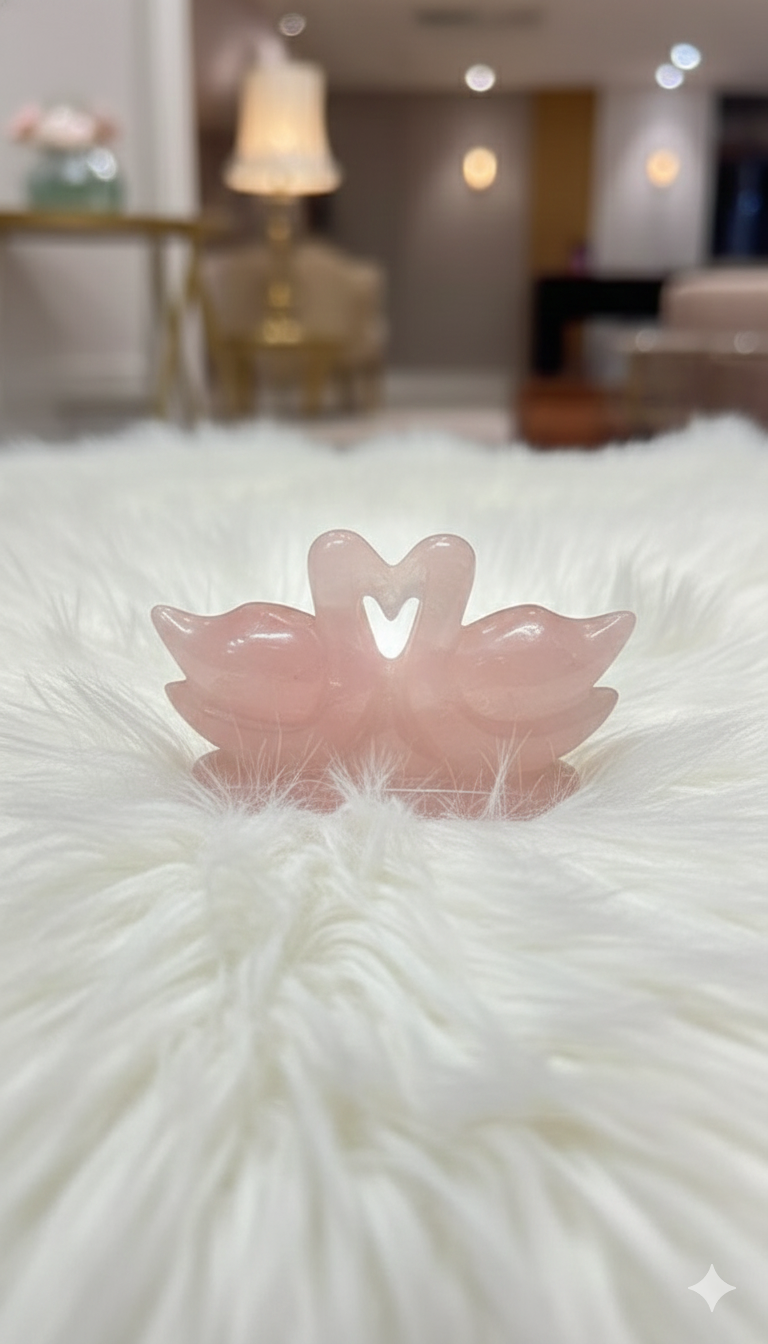 Rose Quartz Duck Pair