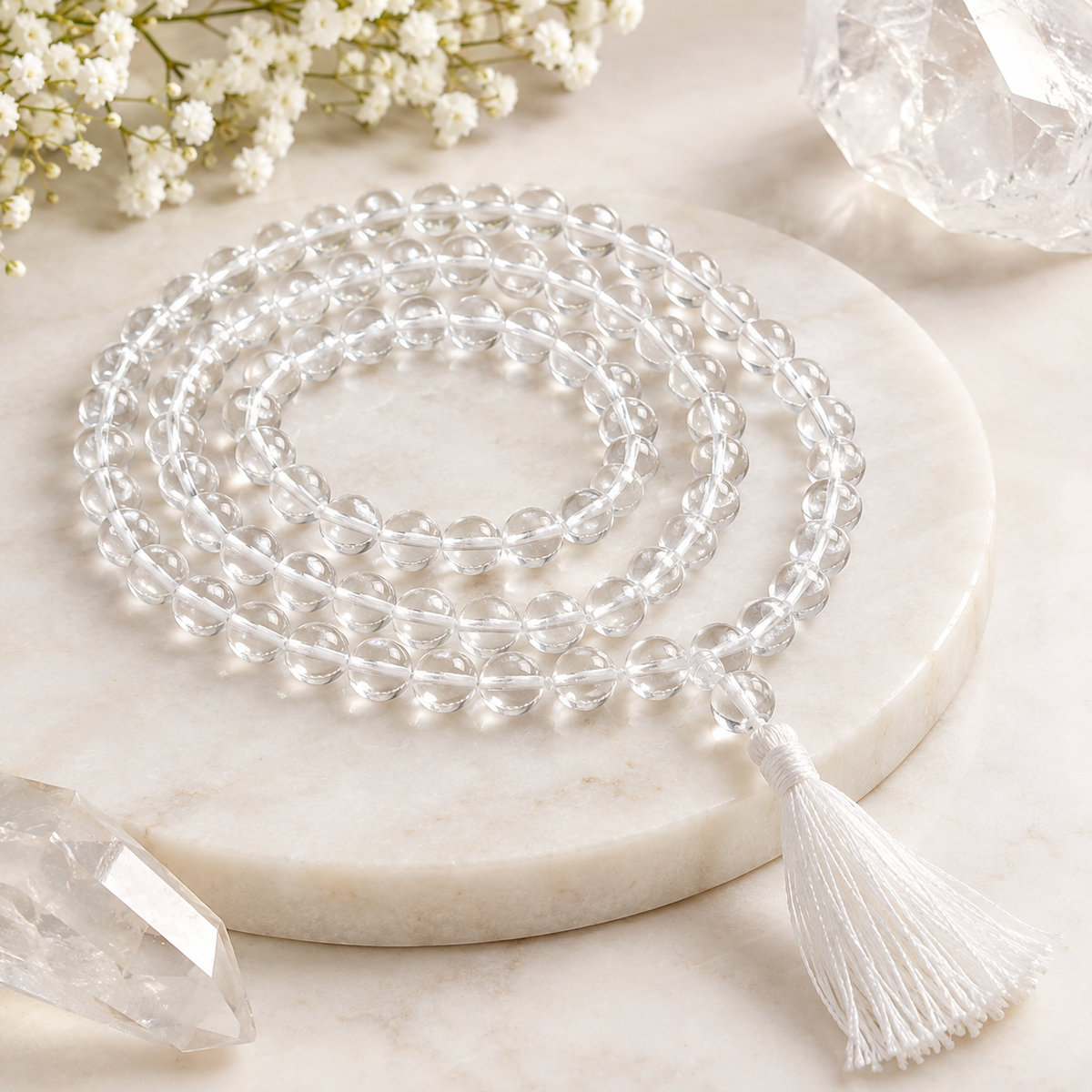 Clear Quartz Jaap Mala 8mm