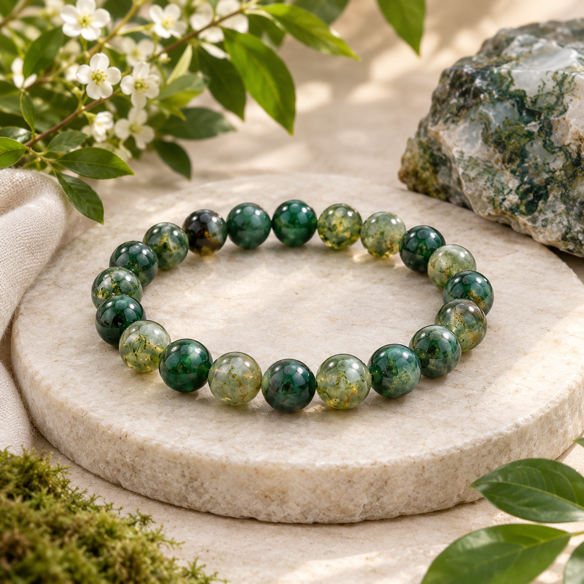 Health Bracelet - Moss Agate