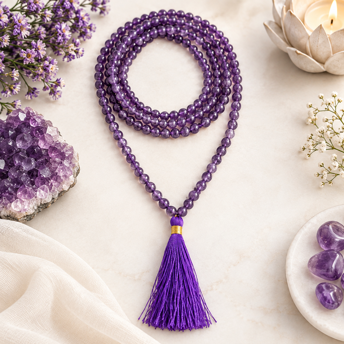 Amethyst Jaap Mala 6mm