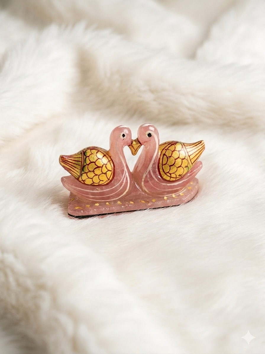 Rose Quartz Duck Pair