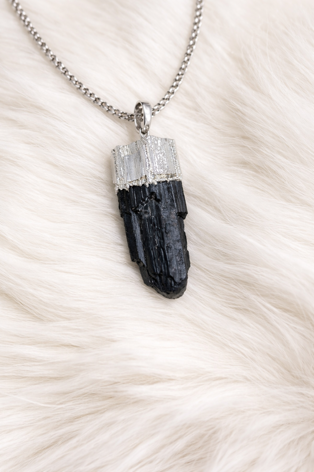 Raw Black Tourmaline Pendant