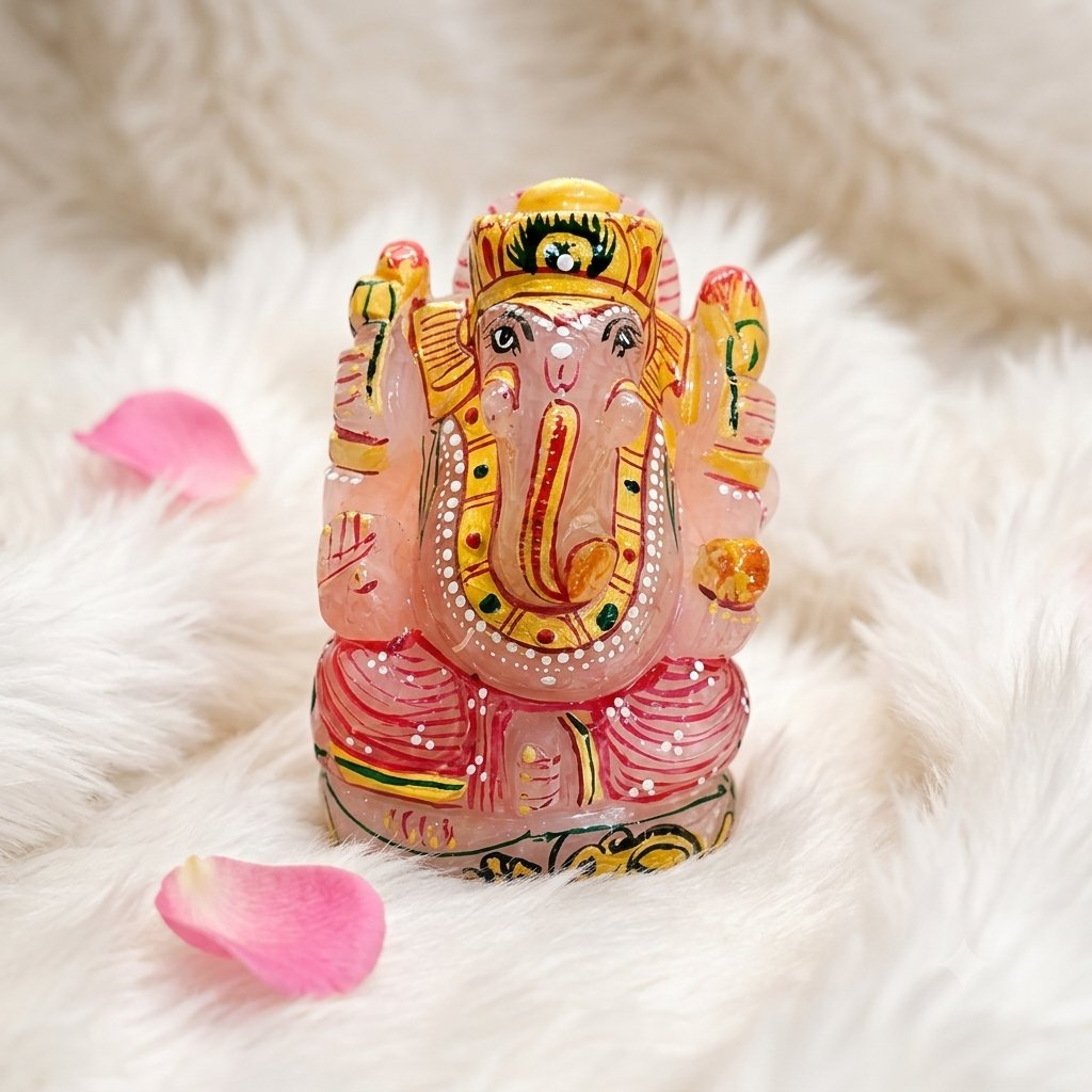 Rose Quartz Design Lord Ganesha