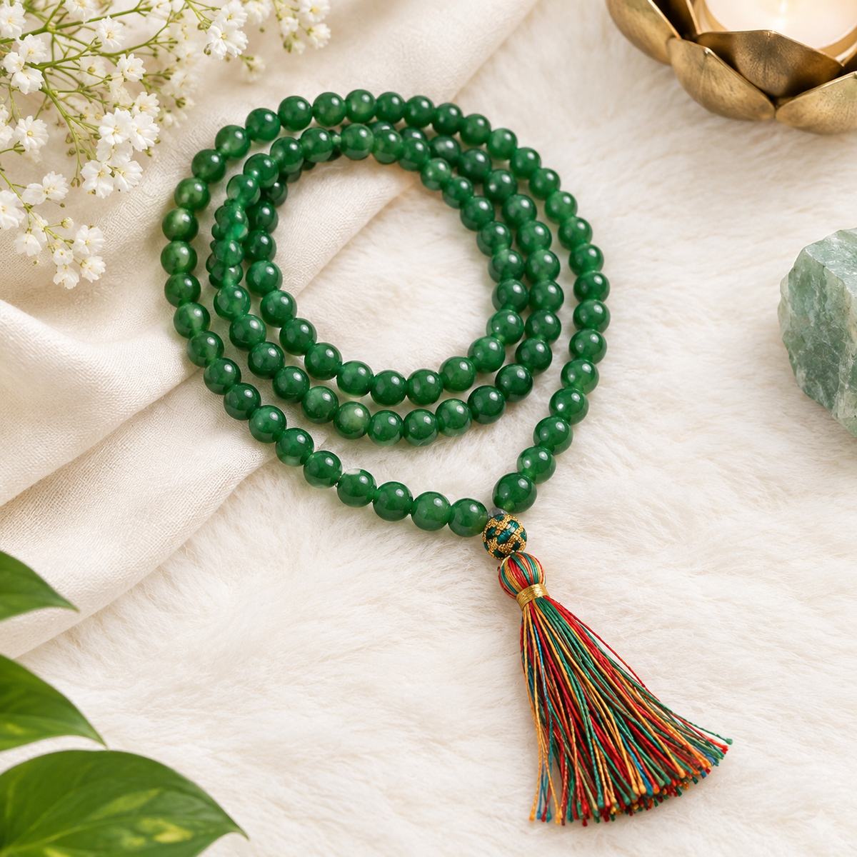 Green Jade Jaap Mala 8mm